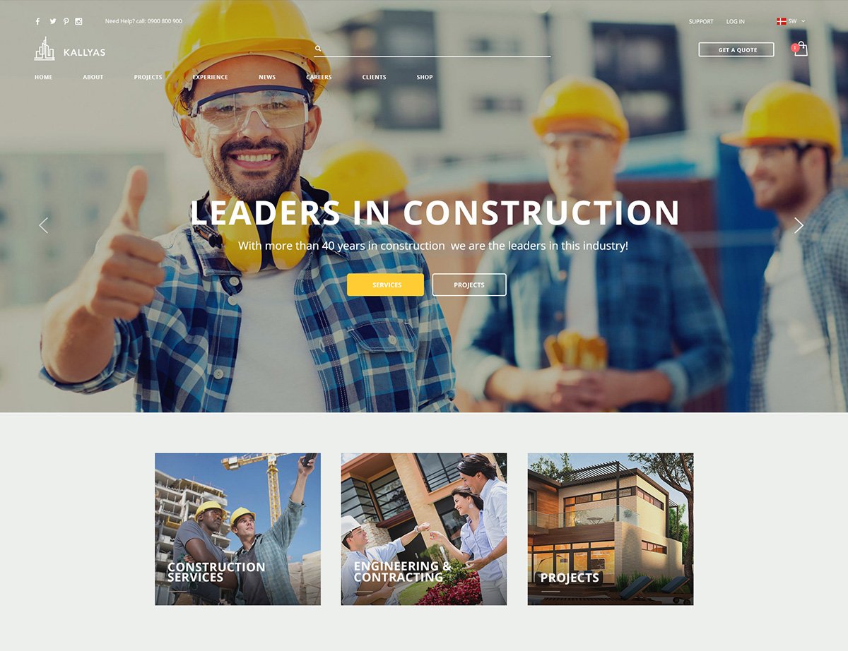 Construction Architect WordPress Theme - Kallyas