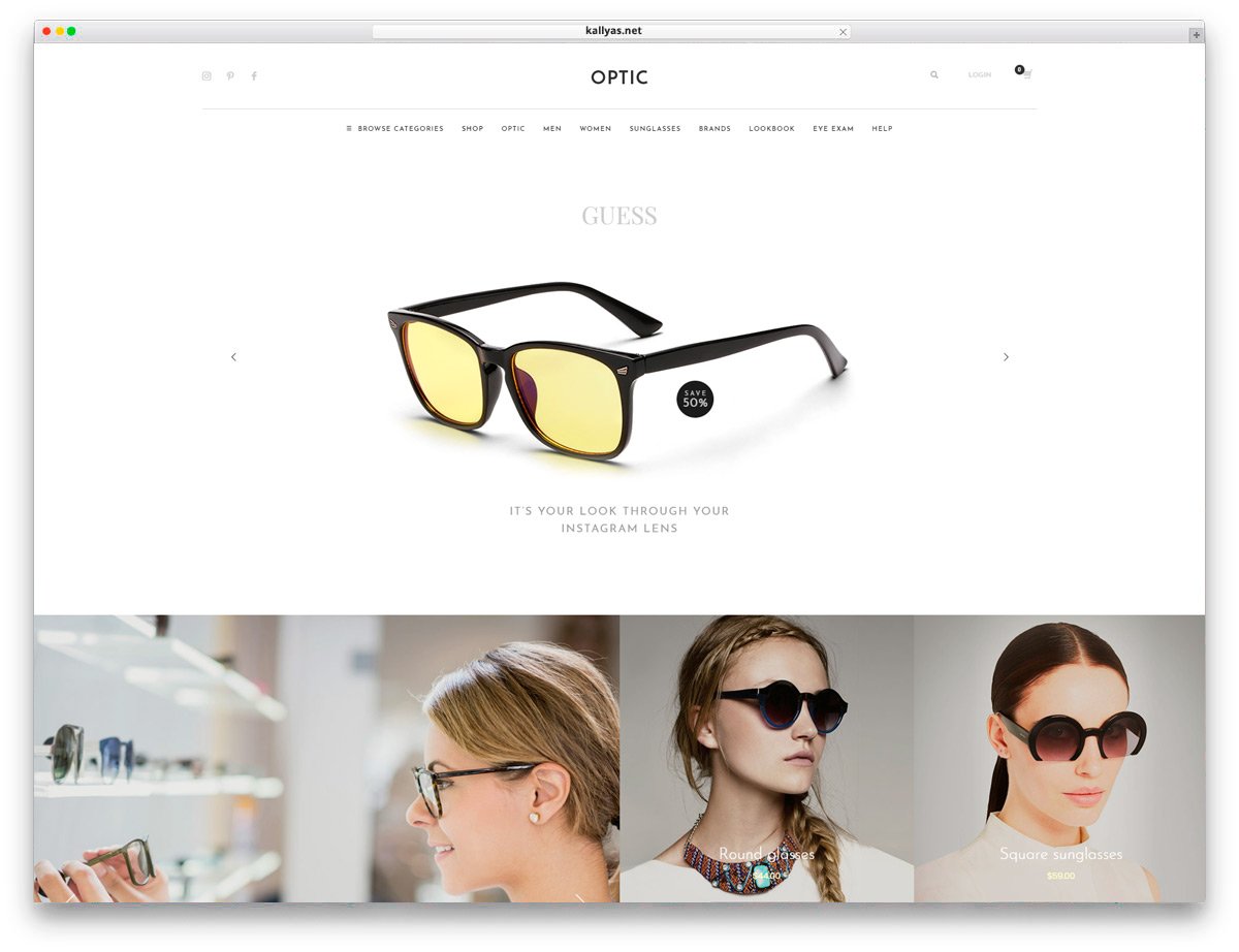 Glasses Store WordPress Theme - Kallyas