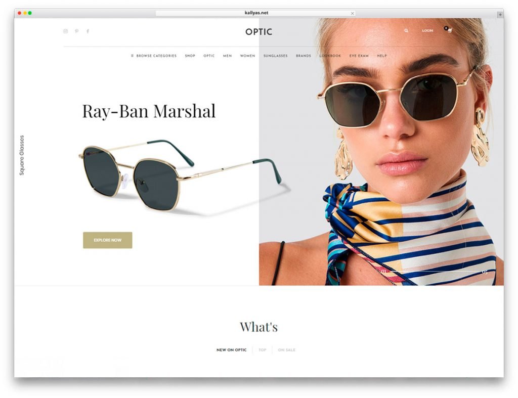 Homepage style 2 - Glasses Store WordPress Theme