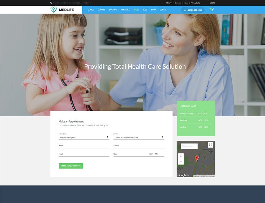 Health & Medical WordPress Theme - Contact page style 2