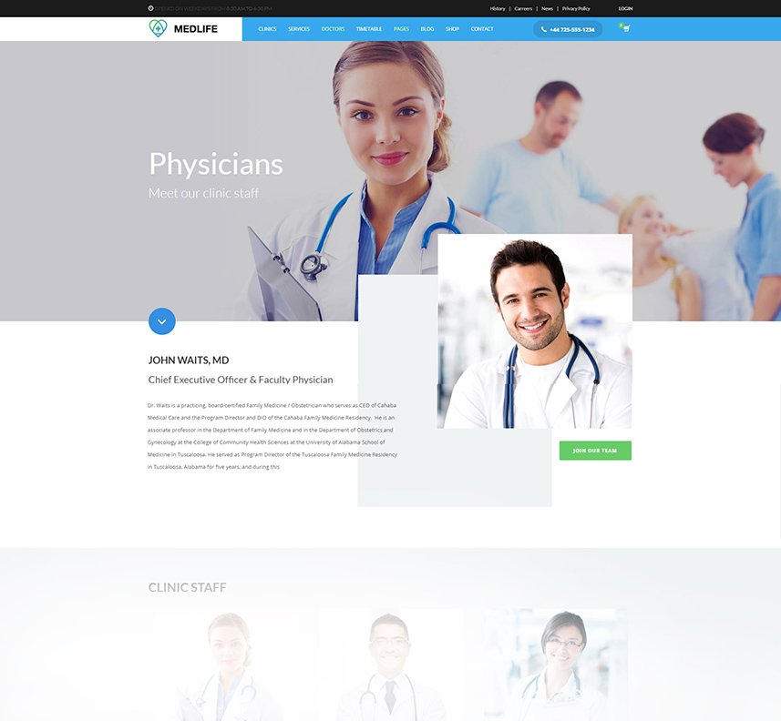 Health & Medical WordPress Theme - Doctors & Medical personnel layouts