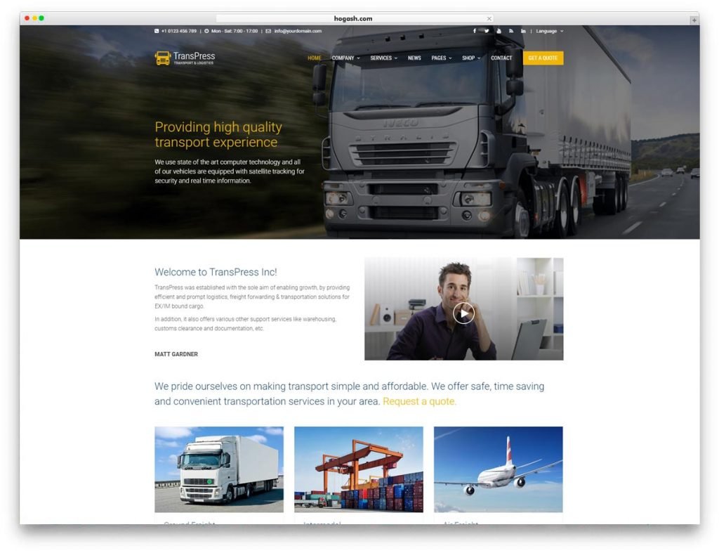 Cargo Trucking WordPress Theme