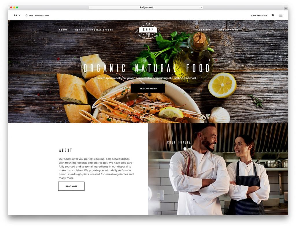 Kallyas Restaurant WordPress Theme